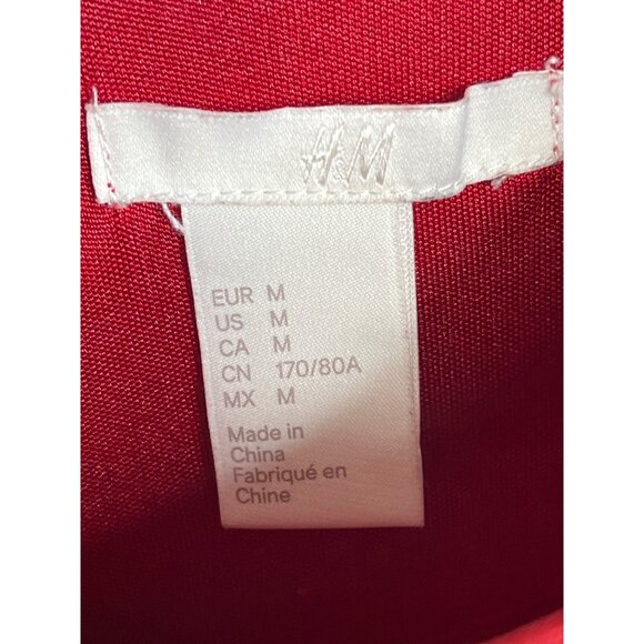 H&M Red Mesh Lace Flare Skater Mini Skirt Women’s Medium Holiday Party - Picture 3 of 8